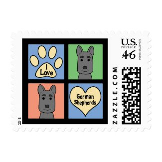 I Love German Shepherds stamp