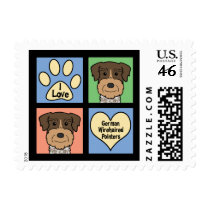 I Love German Wirehaired Pointers Postage Stamps