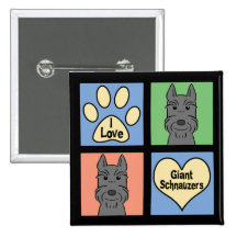 I Love Giant Schnauzers Pin