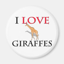 I Love Giraffes Fridge Magnets