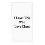 I Love Girls Who Love Chess Personalized Shipping Label