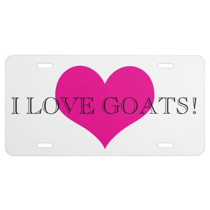 I Love Goats Pink Heart License Plate