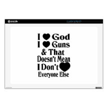 I Love God-I Love Guns Decals For 17" Laptops