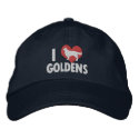 I Love Goldens Dark embroidered hats