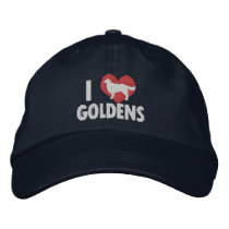 I Love Goldens Dark embroidered hats