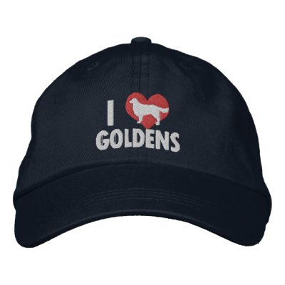 I Love Goldens Dark Embroidered Hats by MenagerieMayhem