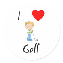 I Love Golf (2) Round Sticker