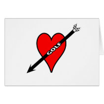 I Love Golf Heart Greeting Cards