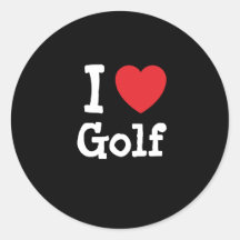 I love Golf heart custom personalized Round Stickers