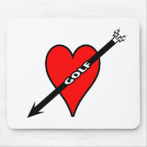 I Love Golf Heart Mousepads