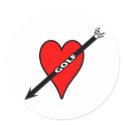 I Love Golf Heart Sticker