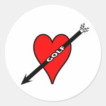 I Love Golf Heart Sticker