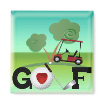 I Love Golf magnets by Ricaso_Greetings I Love Golf magnets