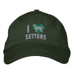 I Love Gordon Setters Embroidered Hat (Green) embroidered hats