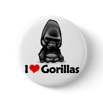 I Love Gorillas Button
