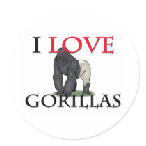 I Love Gorillas Round Sticker