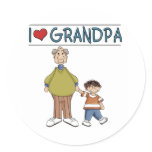 I Love Grandpa Brown Haired Boy Sticker