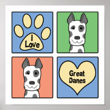 I Love Great Danes Print