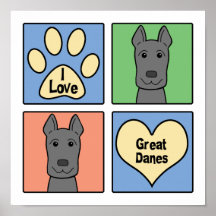 I Love Great Danes Print