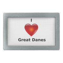 I love Great Danes Rectangular Belt Buckle