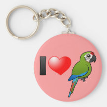 I Love Great Green Macaws Keychain
