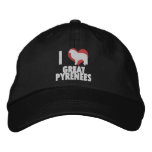 I Love Great Pyrenees Embroidered Hat (Dark) embroidered hats