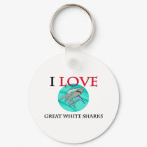 I Love Great White Sharks keychains