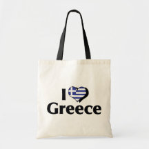 I Love Greece Flag Bags
