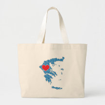 I Love Greece Map Canvas Bags
