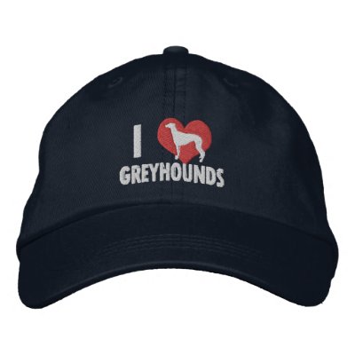 I Love Greyhounds Dark Embroidered Baseball Cap by MenagerieMayhem