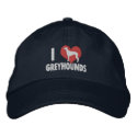 I Love Greyhounds Dark embroidered hats