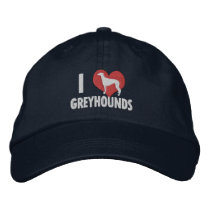 I Love Greyhounds Dark embroidered hats