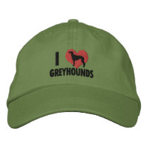 I Love Greyhounds embroidered hats by MenagerieMayhem I Love Greyhounds embroidered hats