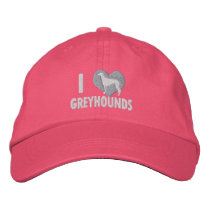 I Love Greyhounds Pink embroidered hats