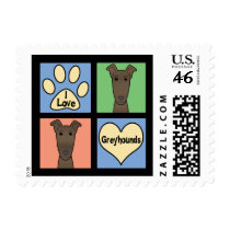 I Love Greyhounds postage by dogcartoons I Love Greyhounds postage
