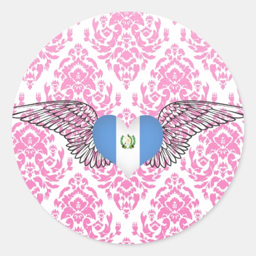 I Love Guatemala -wings Round Stickers