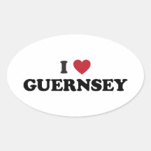 I Love Guernsey Oval Sticker