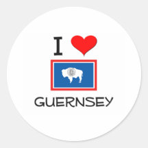 I Love Guernsey Wyoming Round Stickers