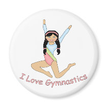 I Love Gymnastics Black Hair Fridge Magnet