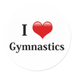 I Love Gymnastics Round Sticker