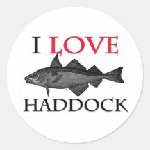 I Love Haddock Round Stickers