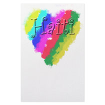 I Love Haiti, Children's Pastel Chalk Heart Stationery Design