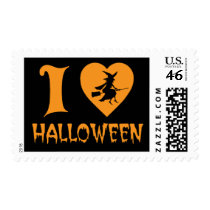 I Love Halloween I Heart Logo with Scary Witch postage by iheart I Love Halloween I Heart Logo with Scary Witch postage