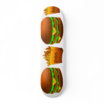 I love hamburgers and fries, skate board
