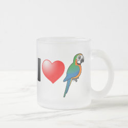 I Love Harlequin Macaws Frosted Glass Mug