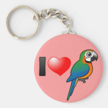 I Love Harlequin Macaws Keychain