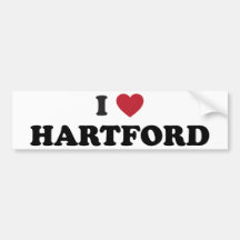 I Love Hartford Connecticut Bumper Stickers