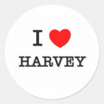 I Love Harvey Round Stickers
