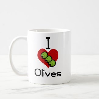 I love-hate olives mug