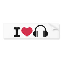 I love headphones music bumper sticker